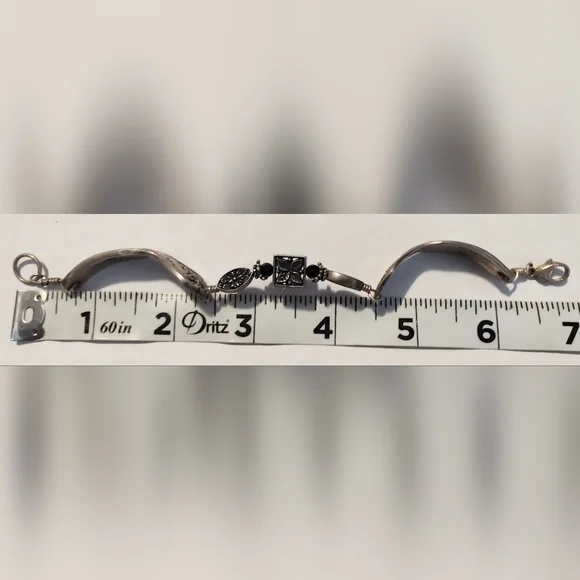 Vintage Magnolia Silver Plated Spoon Bracelet Art Noveau Style Bohemian Western - Picture 8 of 8